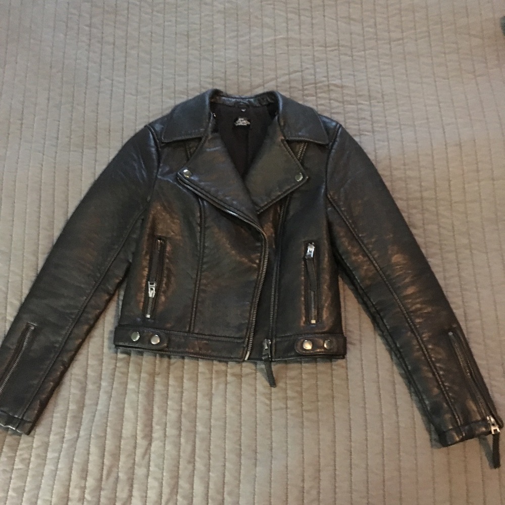 Topshop Faux Leather Moto Jacket